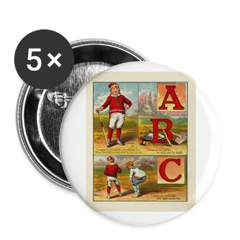 Baseball ABC 1885 - Vintage Book Illustration No.4 - Buttons large 2.2''/56 mm (5-pack) - white - Front