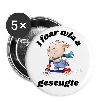 gsengte Sau - Bavarian saying - Buttons large 2.2''/56 mm (5-pack) - white - Front