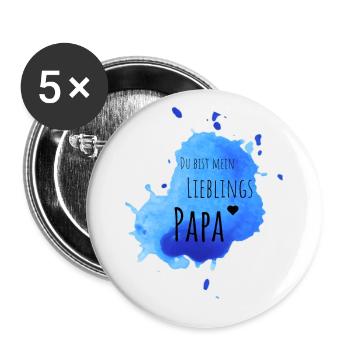 Lieblings Papa - Buttons groß 56 mm (5er Pack) - Weiß - Vorne