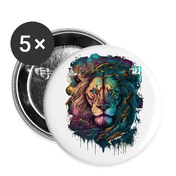 Lion's Head | colorful | colorful | Colorful Lion - Buttons large 2.2''/56 mm (5-pack) - white - Front