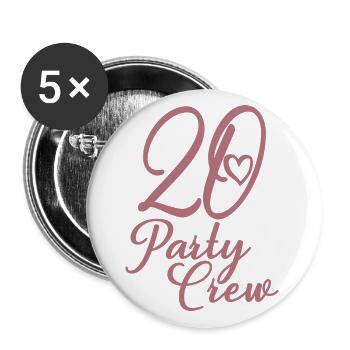 20 Party Crew 20th Birthday Party 20 ans - Lot de 5 grands badges (56 mm) - blanc - Devant