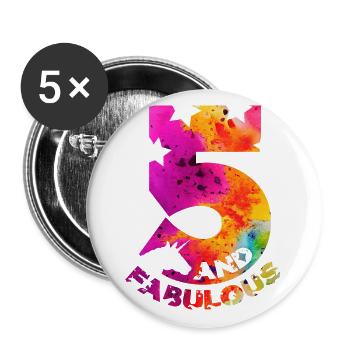 5ÈME ANNIVERSAIRE LICORNE 5 ET FABULEUX - Lot de 5 grands badges (56 mm) - blanc - Devant