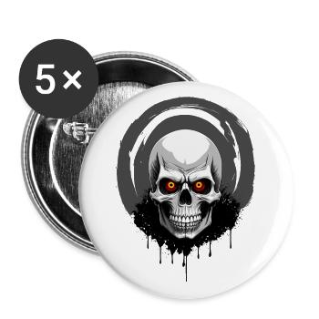 Skull with orange eyes - Buttons large 2.2''/56 mm (5-pack) - white - Front