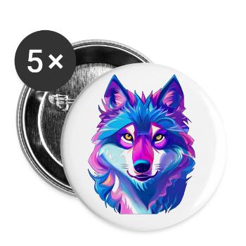 Wolf - Buttons groß 56 mm (5er Pack) - Weiß - Vorne