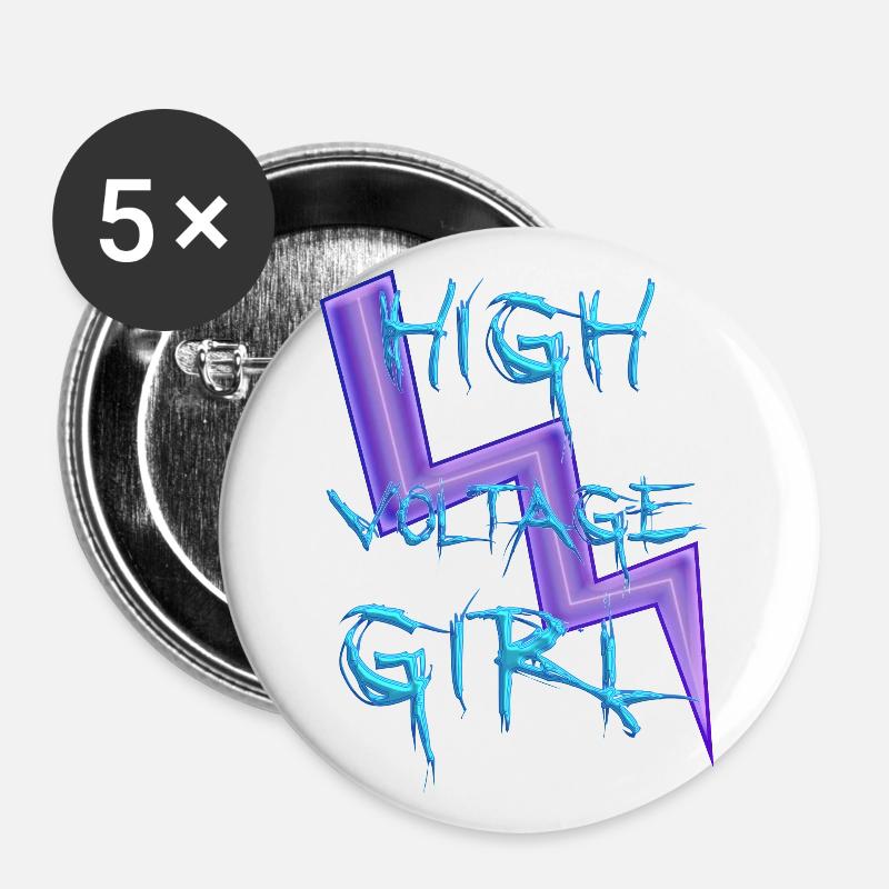 High Voltage Girl - Buttons large 2.2''/56 mm (5-pack) - white