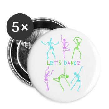 Lets Dance Skelette - Buttons groß 56 mm (5er Pack) - Weiß - Vorne