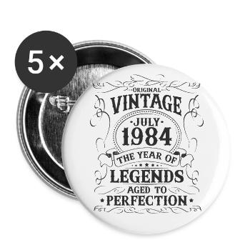 Juli Jahrgang 1984 geboren Legenden Geburtstag - Buttons groß 56 mm (5er Pack) - Weiß - Vorne