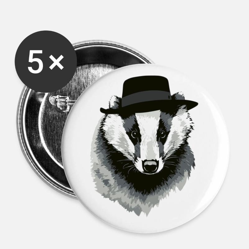 Dachs - Buttons groß 56 mm (5er Pack) - Weiß