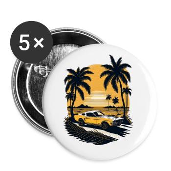 Le coucher de soleil doré illumine la plage tranquille - Lot de 5 grands badges (56 mm) - blanc - Devant