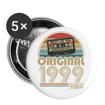 Original 1999 Vintage Vintage Retro Birthday - Buttons large 2.2''/56 mm (5-pack) - white - Front