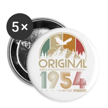 1954 Vintage Born Vintage Birthday Gift - Buttons large 2.2''/56 mm (5-pack) - white - Front