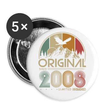 2008 Vintage né Vintage cadeau d’anniversaire - Lot de 5 grands badges (56 mm) - blanc - Devant