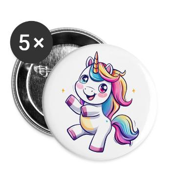 Cute dancing unicorn - Buttons large 2.2''/56 mm (5-pack) - white - Front