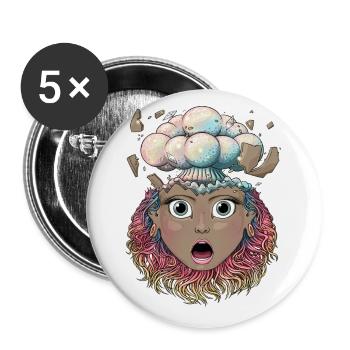 Reva Prisma explose le visage de la tête - Lot de 5 grands badges (56 mm) - blanc - Devant