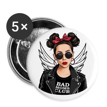 Club des mauvaises mamans - Lot de 5 grands badges (56 mm) - blanc - Devant