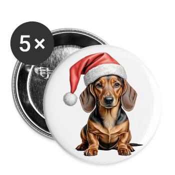 Dachshund christmas dog - Buttons large 2.2''/56 mm (5-pack) - white - Front