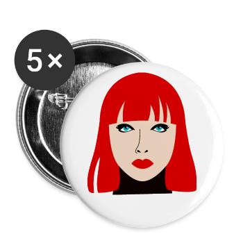 Redhead woman with blue eyes - Buttons large 2.2''/56 mm (5-pack) - white - Front