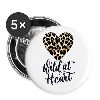 Wild at Heart. Leopard print - Buttons large 2.2''/56 mm (5-pack) - white - Front