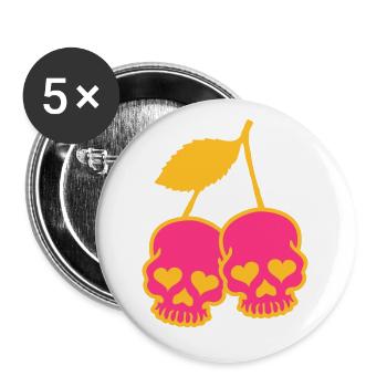 CHERRY SKULL - Buttons large 2.2''/56 mm (5-pack) - white - Front
