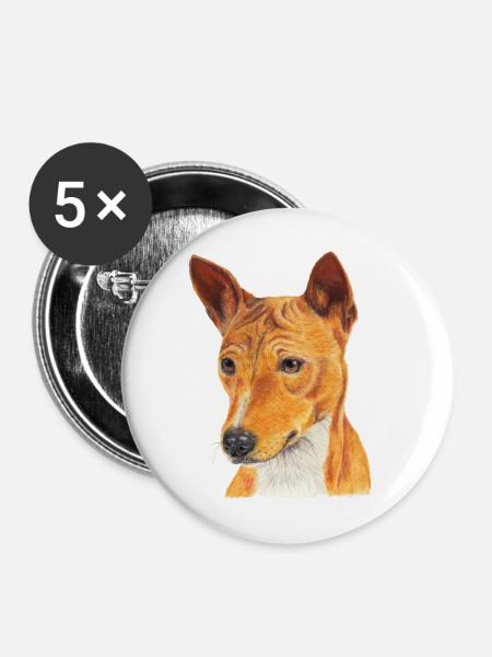 Basenji - Buttons groß 56 mm (5er Pack) - Weiß