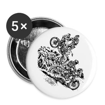 Rally Überfall - Buttons groß 56 mm (5er Pack) - Weiß - Vorne
