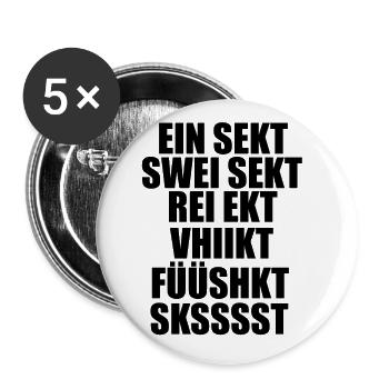 Sekttrinker humor - Buttons groß 56 mm (5er Pack) - Weiß - Vorne