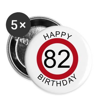 Joyeux anniversaire 82 panneau de signalisation anniversaire - Lot de 5 grands badges (56 mm) - blanc - Devant