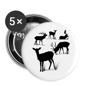 Cerf, chevreuil, daim, daim, chevreuil - Lot de 5 grands badges (56 mm) - blanc - Devant