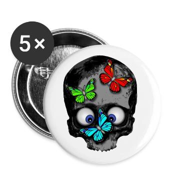 Totenkopf Schmetterlinge / skull butterflies - Buttons groß 56 mm (5er Pack) - Weiß - Vorne
