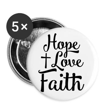 Hope love faith - Buttons large 2.2''/56 mm (5-pack) - white - Front