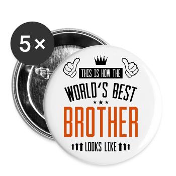 Weltbester Bruder - Buttons groß 56 mm (5er Pack) - Weiß - Vorne