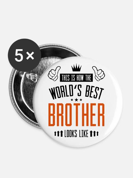 Weltbester Bruder - Buttons groß 56 mm (5er Pack) - Weiß