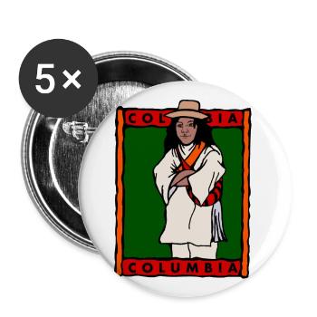 KOLUMBIEN - kolumbianischer Mann im traditionellen Kostüm - Buttons groß 56 mm (5er Pack) - Weiß - Vorne