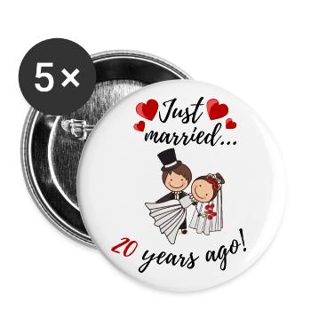 Anniversaire de mariage de 20 ans - Lot de 5 grands badges (56 mm) - blanc - Devant