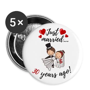 Anniversaire de mariage de 30 ans - Lot de 5 grands badges (56 mm) - blanc - Devant