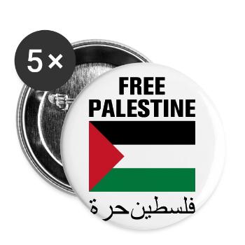Libérez la Palestine avec drapeau - Lot de 5 grands badges (56 mm) - blanc - Devant