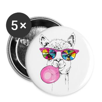 Cool Llama - Buttons large 2.2''/56 mm (5-pack) - white - Front