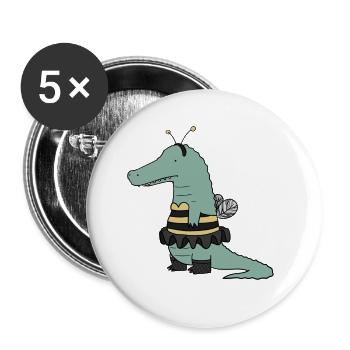 Kroko Hummel Biene Kostüm - Buttons groß 56 mm (5er Pack) - Weiß - Vorne