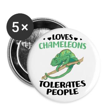 Caméléon - Lot de 5 grands badges (56 mm) - blanc - Devant