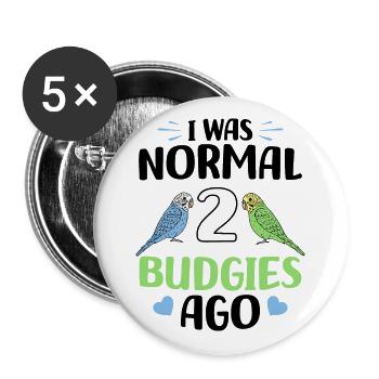 Perruche ondulée - Lot de 5 grands badges (56 mm) - blanc - Devant