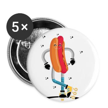 Rollerskaten Rollerskater Patinage Hot Dog Frites - Lot de 5 grands badges (56 mm) - blanc - Devant