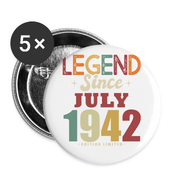 Birthday gift 80 years July 1942 legend - Buttons large 2.2''/56 mm (5-pack) - white - Front