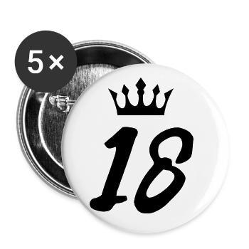 18 Zahl Krone - Buttons groß 56 mm (5er Pack) - Weiß - Vorne