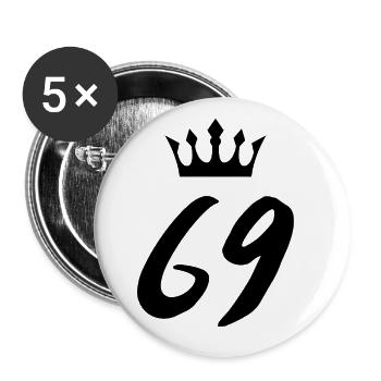 69 Zahl Krone - Buttons groß 56 mm (5er Pack) - Weiß - Vorne