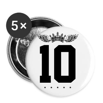 10 Zahl Krone - Buttons groß 56 mm (5er Pack) - Weiß - Vorne