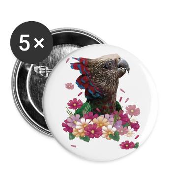 Der Cacique-Papagei - Buttons groß 56 mm (5er Pack) - Weiß - Vorne