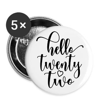 Bonjour Vingt-deux mignons anniversaire de 22 ans - Lot de 5 grands badges (56 mm) - blanc - Devant