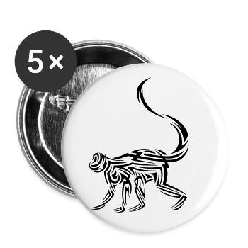 Affe Tribal Tattoo - Buttons groß 56 mm (5er Pack) - Weiß - Vorne