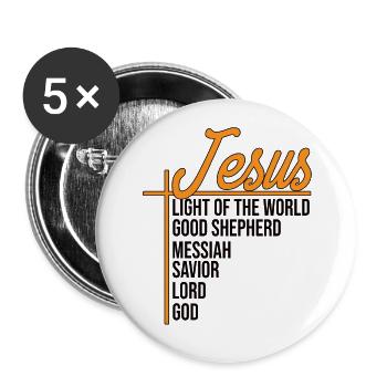 Jesus Light of the World - Jesus Christ - Buttons large 2.2''/56 mm (5-pack) - white - Front