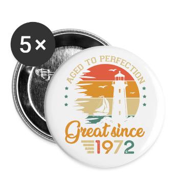 51 years old boat great since 1972 anniversary - Buttons large 2.2''/56 mm (5-pack) - white - Front